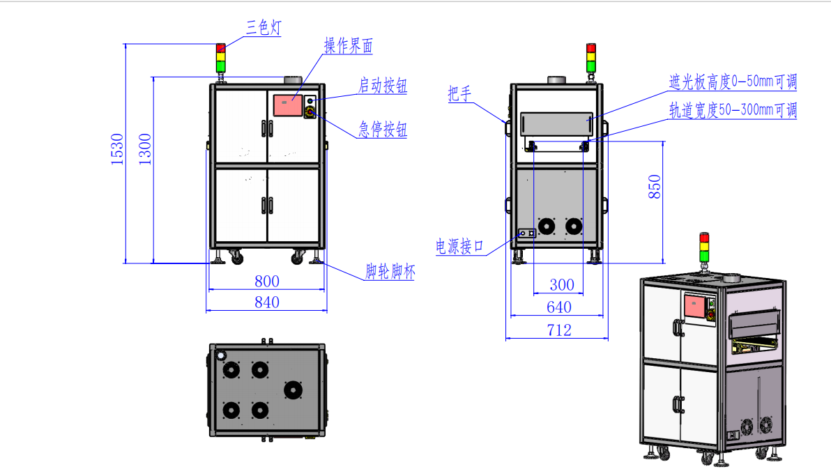 300mm*300mm uvled固化機(jī)設(shè)備示意圖